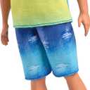 Barbie Fashionistas Ken Doll #236 with Black Hair, Wearing Blue and Green Ombre Tank with Jean Shorts and Silver Sneakers