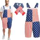 GYQMBT Unisex American Flag Overalls,4th of July Outfit Romper Bib Shorts,Jumpsuits Coveralls, Medium