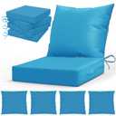 L’AGRATY Outdoor Chair Cushions for Patio Furniture：24" x 24" Deep Seat Cushions with Backrest for Couch Sofa Chair - Waterproof Fade-Resistant Patio Cushion(Set of 2,Bright Blue)