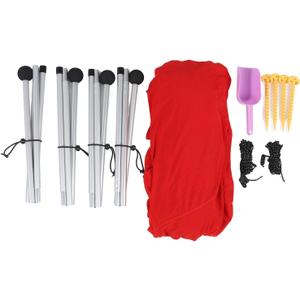 ANGGREK Beach Tail, Outdoor Canopy from Playa UPF50 Emerging with 4 Aluminum Posts for Camping (Red)