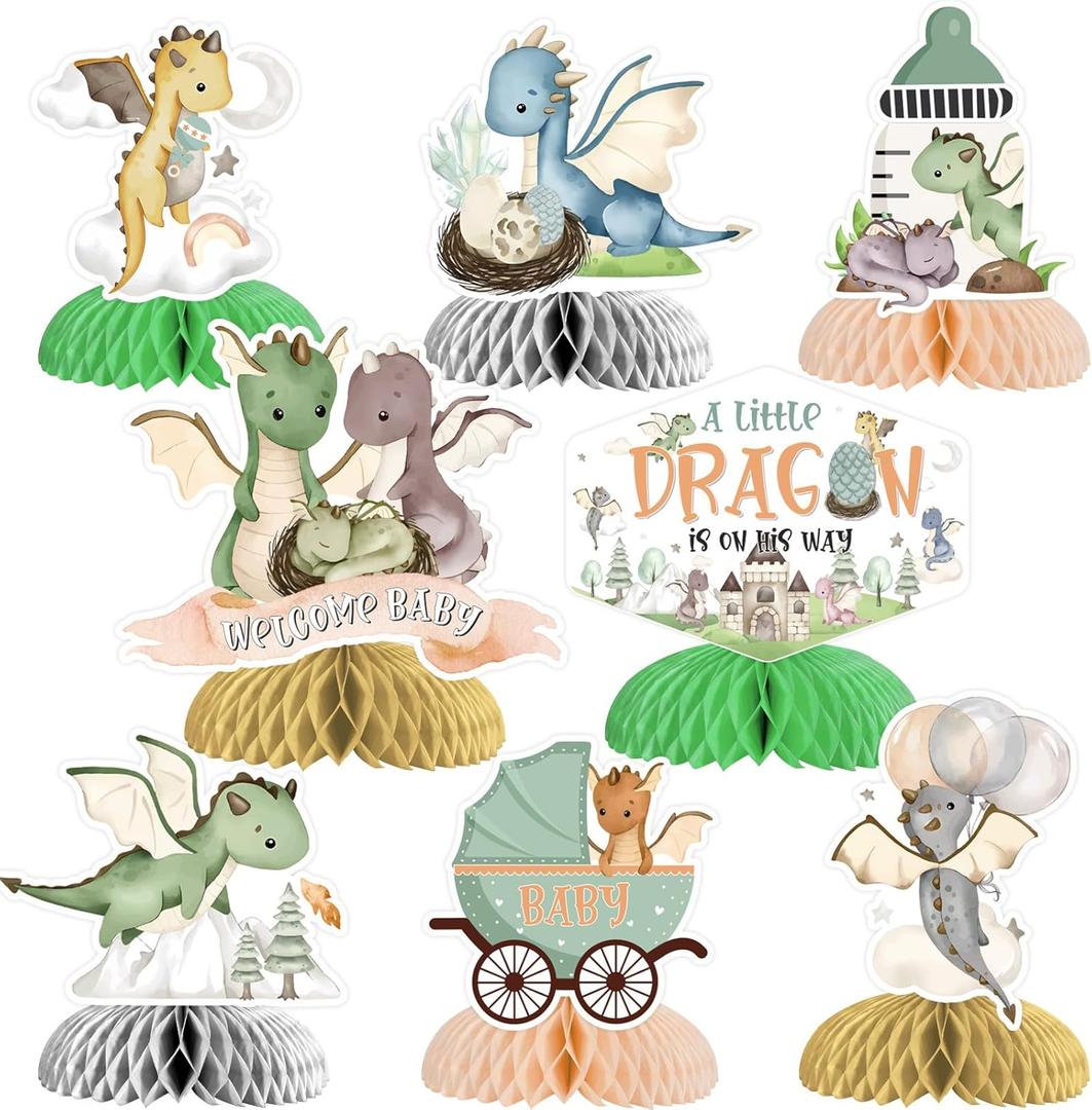 Kreatwow Dragon Honeycomb Centerpieces Dragon Baby Shower Decoration Dragon Theme Table Centerpieces Welcome Baby Decorations A Little Dragon On The Way Decorations for Boy's Dragon Knight Baby Shower