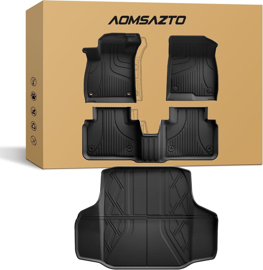 All Weather Floor Mats and Cargo Liner Fit for 2018-2022 Honda Accord Sedan, Custom Fit Floor Liners and Cargo Mat for Accord (Include Hybrid),1st 2nd Row Car Mats & Trunk Mat Full Set,Black