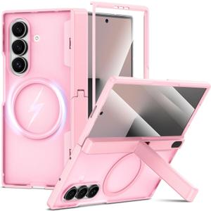 VEGO for Samsung Galaxy Z Fold 7 Case with Kickstand[Compatible with MagSafe][Screen Protector][Hinge Protection] Full-Body Military Grade Shockproof Protective Rugged Case for Samsung Fold 7-Pink