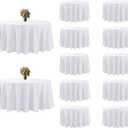 Round Tablecloth - Water Resistant Spill Proof Washable Polyester Table Cloth Decorative Fabric Table Cover for Dining Table, Buffet Parties and Camping (White, 12Pack 90inch)