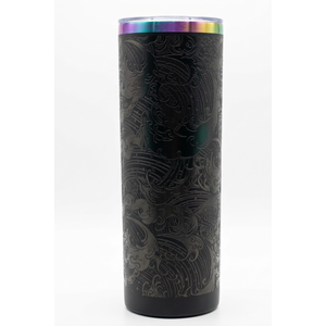Rainbow Plated Stainless Steel Tumbler Straight Double Wall Powder Coated for Laser Engrave, 20oz Black To Iridescent