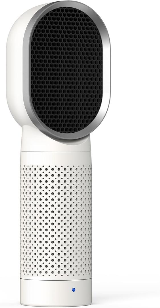 Small Air Purifier, QUEENTY Desktop Air Purifier Ionizer with True H13 HEPA Filter, Travel Air Purifiers for Bedroom Home, Pets, 2 Speeds, Energy Save, 3 Stage Filtration System (Beige)