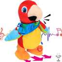 Hopearl Talking Parrot Repeats What You Say Walking Electric Interactive Animated Toy Speaking Plush Buddy Gifts for Toddlers Birthday Festival Holiday, 8''
