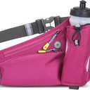 HOTEMIA Fanny Pack with Water Bottle Holder, Hydration Running Belt for Men Women Adjustable Strap Waist Bag Suitable for Hiking Running Walking Jogging Camping (Bottle Not Included) (Pink)