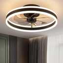 KDG 19.7" Low Profile LED Ceiling Fans with Light, Reversible Flush Mount with Remote and 6 Winds Speeds Fan Lighting, 3 Colors Dimmable for Bedroom, Living Room, Kids, Dinning Room, Kitchen (Black)