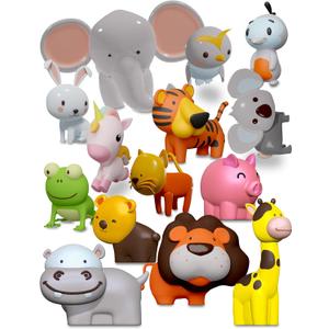 SplashEZ Mold Free Animals Bath Toys, No Hole Bath Toys for Toddlers, Bathtub 14 Animals Set for Kids, No Mold Floating Water Animals Set for Pool, BPA-Free Safe Fun, Infant Babies Ages 1 3 6 12 18 Month