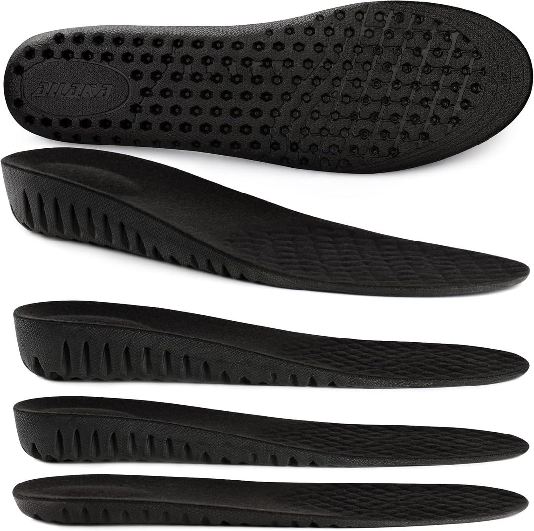 Ailaka Height Increase Insoles for Men Women, Honeycomb Shock Absorbing Cushion Insoles, Replacement Full Length Sports Shoe Height Inserts Height Elevation (Men 6.5-10 M/Women 8-11.5 M, Black, Heel Height: 3.5 Cm)