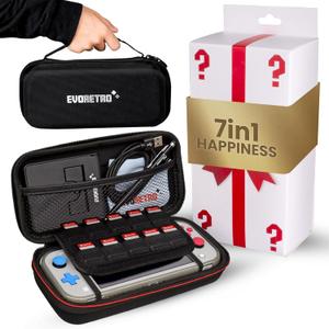 EVORETRO Switch Lite Case Accessories Kit  Compatible with Nintendo Switch Lite  Protective Carrying Case + Game Card Holder + Screen Protector  Fits Pokmon, Animal Crossing, Mario & More (Black)