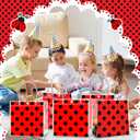 Teenyyou 24 Pcs Ladybug Party Favor Bags Clear PVC Goodie Treat Tote Gift Bags with Handles Ladybug Theme Birthday Party Supplies