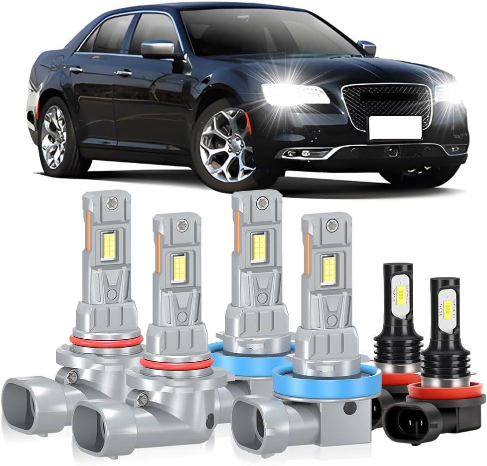 For Chrysler Pacifica 2017 2018 2019 2020 Lights Bulbs, 20000LM Super Bright High Low Beam Fog Light Bulbs Combo, 800% Brightness, 6000K Cool White, Plug and Play, Pack of 6