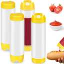 Didaey 4 Pcs Squeeze Bottles Refillable 20 oz, Inverted Plastic Tip Large Valve Dispenser Condiment Squeeze Bottle for Sauces Ketchup Sour Cream Self Sealing Syrup Dispenser for Restaurants (Yellow)