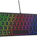 PINKCAT Wired Mini Backlit Keyboard, 64 Keys RGB Ultra-Compact Keyboard Computer 60% Keyboards, Light Slim for Office, Home, Laptop, PC