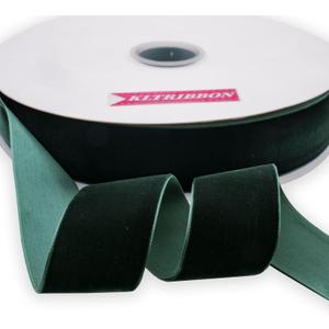 Nylon Velvet Ribbon Single Faced,1 1/2 Inch X 25Yards Spool (Dk Green)