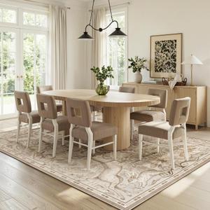 Lahome 8x10 Area Rug for Living Room, Dorval Washable Boho Deer Rug, Earthy Botanical Non Slip Low Pile Large Carpet for Bedroom Dining Room Office Nursery Farmhouse Home Decor Beige