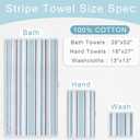 VOOVA & MOVAS Aqua Striped Towels Set, Quick Dry, Thick & Absorbent, Soft, 6 PCS Bathroom Towels