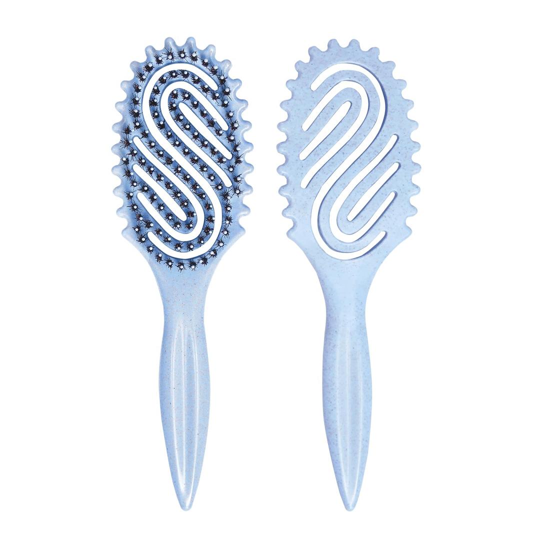 Curly Hair Brush, Curl Defining Brush with Soft Boar Bristles for Combing, Shaping, and Styling Curly Hair Suitable for All Women and Men with Wet & Dry Hair(Blue)