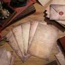 TaoBary 160 Pcs Stationery Paper Set 50 Double Sided Stationery Papers with 50 Matching Envelopes and 60 Round Dot Sticker, 10 Design(Vintage Antique,5.5 x 8.25 Inch)
