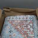 Carpelux 8x10 Area Rugs for Living Room, Washable Large Area Rug, Vintage Carpet, Non Slip Backing & Stain Resistant Carpets for Bedroom Dining Indoor Nursery Home, Orange/Light Blue