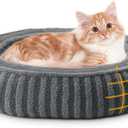 Small Dog Beds for Small Dogs, Washable Cat Beds for Indoor Cats with Anti-Slip Bottom, Supportive Soft Calming Sleeping Pet Bed for Puppy and Kitten, 21 inches, Grey (21"x19"x6")