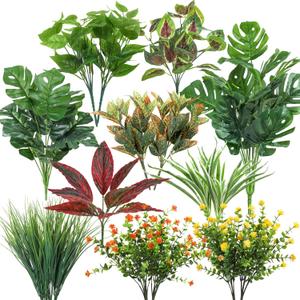 Ouddy Decor 18 Bundles Outdoor Artificial Plants UV Resistant Fake Greenery Stems Faux Shrubs for Indoor Outside Hanging Front Porch Patio Garden Window Box Home Decor
