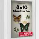 Americanflat 8x10 Shadow Box Frame with Shatter-Resistant Glass - Use as 6x8 Frame with Mat or 8x10 Without Mat - Silhouette Collection - White with Soft Felt Back