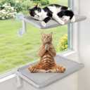 Cat Window Perch, 2 in 1 Cat Hammock for Window Wall with 4 Strong Suction Cups Metal Frame, Beds for Bedside, Drawer and Cabinet