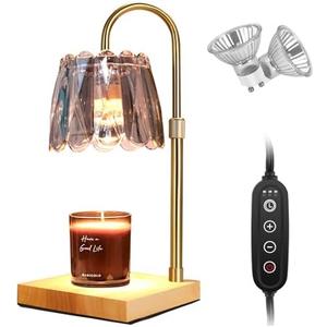 Candle Warmer Lamp with Timer & Dimmer, Electric Candle Lamp Warmer Adjustable Height Scented Wax Lamp Warmer with 2 Bulbs House Warming Gifts Home Decor