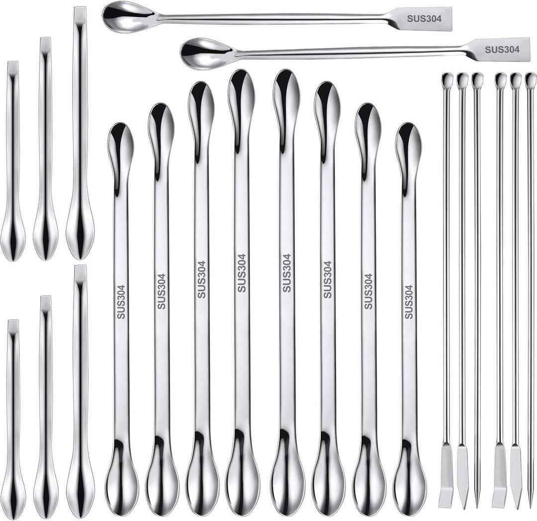 22 Pieces Stainless Steel Lab Spatula Micro Scoop Set Laboratory Sampling Spoon Mixing Spatula for Powders Gel Cap Filler 22 Pieces Stainless Steel Lab Spatula Micro Scoop Set Laboratory Sampling Spoon Mixing Spatula for Powders Gel Cap Filler