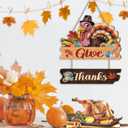 Give Thanks Door Sign,Turkey Front Door Decor,Thanksgiving Day Wooden Plaque,Thankful Wreath,Fall Wooden Hanging Signs,Autumn Wall Sign,Realistic Turkey Wreath For Outdoor Porch Office Home Room
