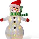 Glitzhome 8ft Christmas Inflatable Decorations ICY Snowman Decors with Build-in LEDs Blow Up Inflatables for Xmas Party Yard Lawn Garden Decors