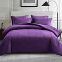Maple&Stone Purple Comforter Set Full, 7 Pieces Bed in a Bag - Down Alternative Bed Set with Comforter, Sheets, Pillowcases & Shams, All Season Lightweight Bedding Set, Purple