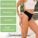 6 Pack Women Underwear Mid Waist Stretch Briefs Thong Shapewear Panty Soft Underpants Ladies Full Coverage Panties (Black, M)