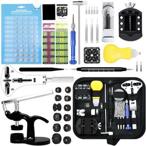Watch Repair Kit, GLDCAPA Professional Watch Battery Replacement Kit, Watch Repair Tools with Carrying Case, Watch Link Removal Tool Kit, Watch Case Opener, Watch Press Set with 60pcs Watch Battery