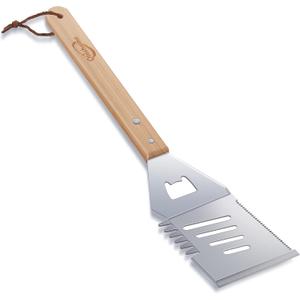 4-in-1 BBQ Spatula, Multifunction Grill Spatula with Wooden Handle, perfect for BBQ grills and kebabs for camping picnics