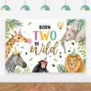 Born Two Be Wild Backdrop Two Safari Wild Birthday Decorations Jungle Safari 2nd Party Supplies Banner for Baby Boys Girls Jungle Animals 2nd Birthday Decor Supplies Photo Props 5 * 3ft