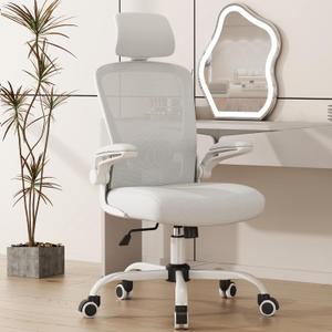 Mimoglad Office Chair, High Back Ergonomic Desk Chair with Adjustable Lumbar Support and Headrest, Swivel Task Chair with flip-up Armrests for Guitar Playing