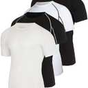 Real Essentials 4 Pack: Men's Short Sleeve Compression T-Shirt Base Layer Undershirt Athletic Top, XL