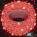 LJLNION 300 LED Valentines Lights, Extra Long 98.5FT Christmas String Lights Outdoor Indoor, 8 Lighting Modes, Plug in Waterproof Fairy Lights for Wedding Party Bedroom Decorations (Red)