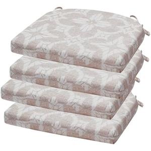 HOMELYSIAN Outdoor Chair Cushions Set of 3, 17 x 16 Inch Patio Chair Cushions for Outdoor Furniture, Water Resistant, Non-Slip Ties(Beige Floral)