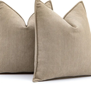 MIULEE Pack of 2 Khaki Decorative Pillow Covers 22x22 Inch Soft Chenille Luxurious Couch Throw Pillows Farmhouse Cushion Covers Euro Shams with Elegant Design for Sofa Bedroom Living Room Home Decor