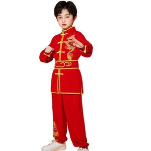 Kung Fu Uniform for Boys Girls Kids Traditional Chinese Embroidered Tai Chi Wing Chun Master Martial Arts Set Outfit (Large)