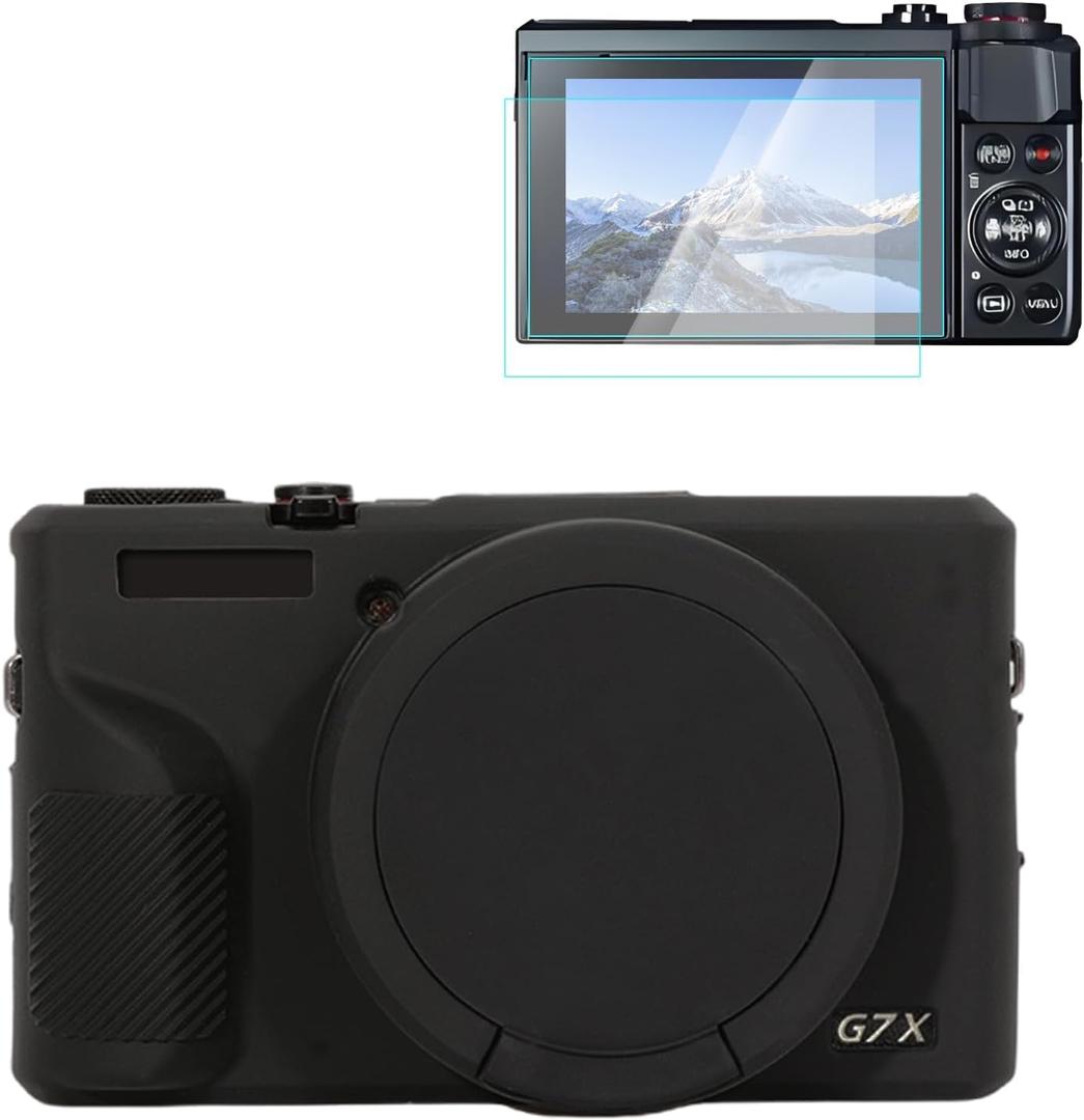 Rieibi Silicone Case for Canon G7 X Mark III Case, G7X Mark III Accessories with 2 pcs sreen Protectors,Detachable Lens Cover for Canon G7X III Cover (Black)
