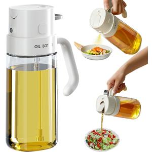 Oil Sprayer for Cooking-2 in 1 Olive Oil Dispenser, 550 ml /18.6 oz Oil Dispenser Bottle Oil Mister for Air Fryer, BBQ,Salad, Frying, Barbecue (White)