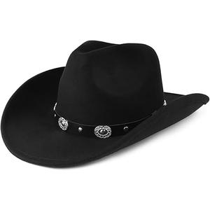 Zylioo Plus Size Felt Cowboy Hats,2XL/XL/L/M/S/XS Western Fedora Hat Warm,Multi Size Wide Brim Cowgirl Hat for Man Woman