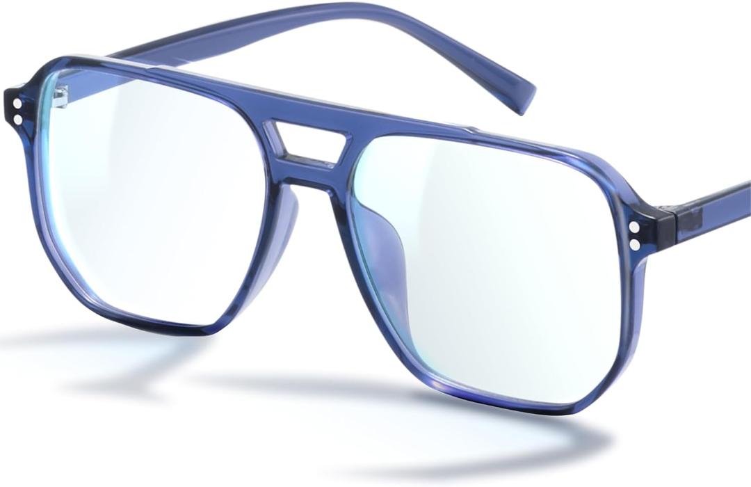 livho Vintage Aviator Blue Light Blocking Glasses, Fashion Oversized Frames with UV Protection Coating, Unisex Design