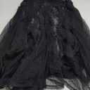 WDIRARA Women's Sexy See Through Sheer Lace Maxi Skirt Low Waist Ruffle Hem A Line Flowy Skirt S Black